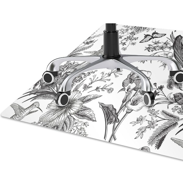 Tapete para cadeira de escritório Jardim preto e branco