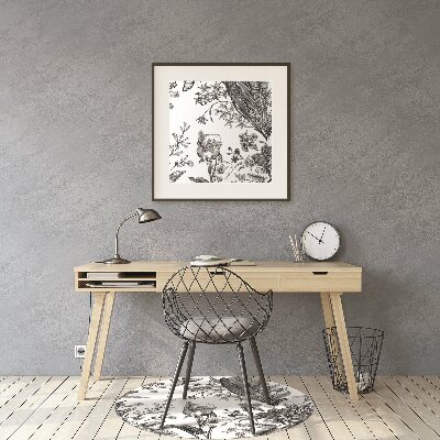 Tapete para cadeira de escritório Jardim preto e branco