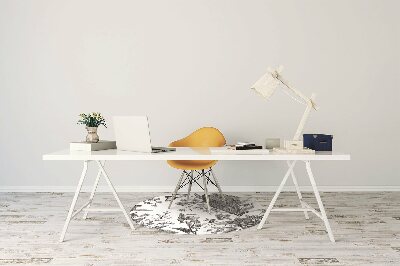 Tapete para cadeira de escritório Jardim preto e branco