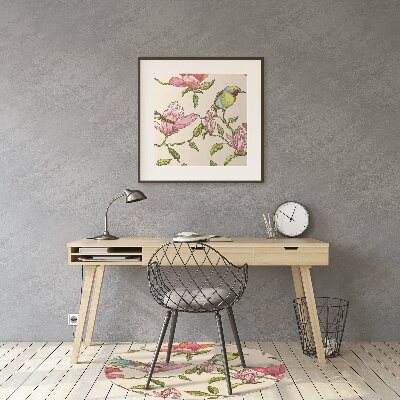 Tapete para escritório Flores e Pássaros