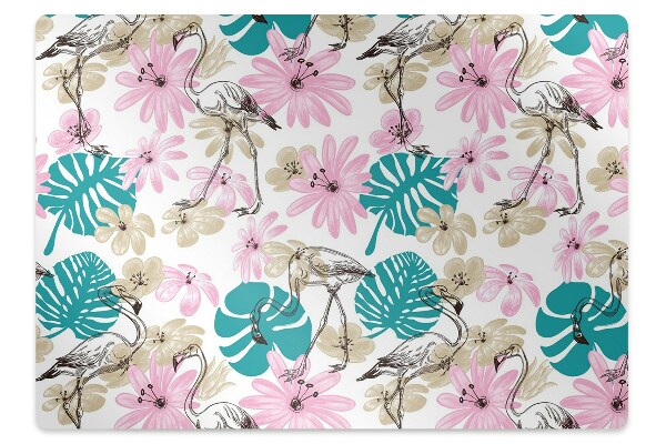 Tapete para cadeira de escritório Flamingos pintados