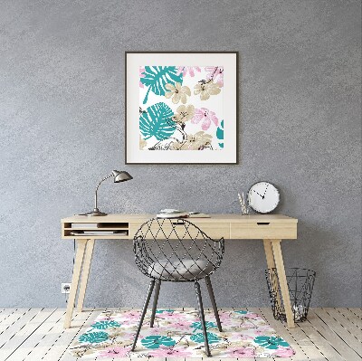 Tapete para cadeira de escritório Flamingos pintados