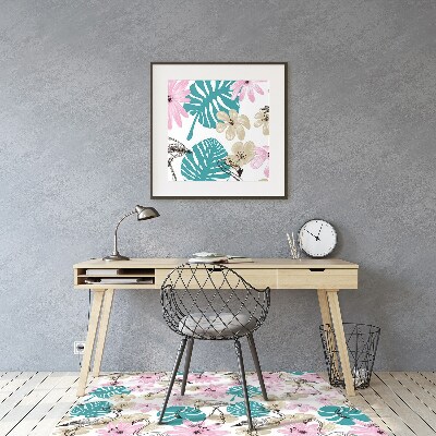 Tapete para cadeira de escritório Flamingos pintados