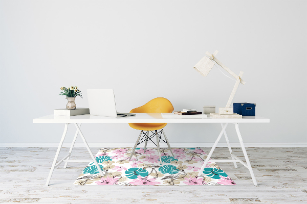 Tapete para cadeira de escritório Flamingos pintados