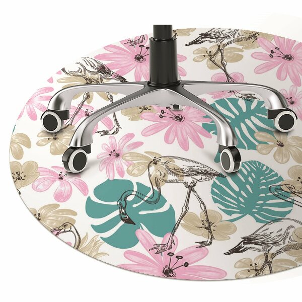 Tapete para cadeira de escritório Flamingos pintados