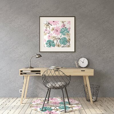 Tapete para cadeira de escritório Flamingos pintados