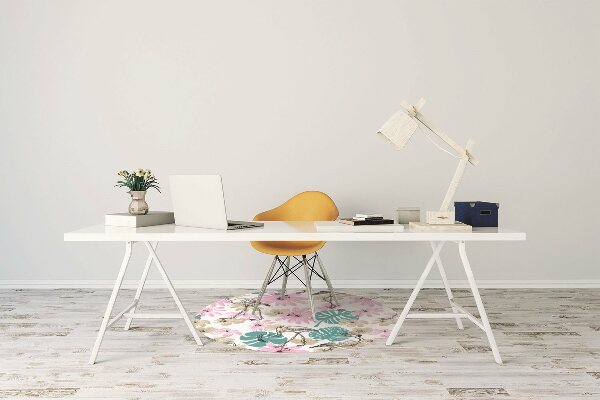 Tapete para cadeira de escritório Flamingos pintados