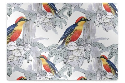 Tapete para cadeira de escritório pássaros pintados