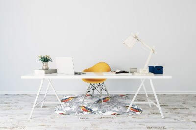 Tapete para cadeira de escritório pássaros pintados