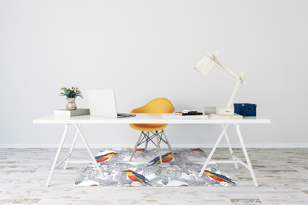 Tapete para cadeira de escritório pássaros pintados