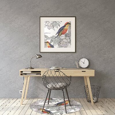 Tapete para cadeira de escritório pássaros pintados