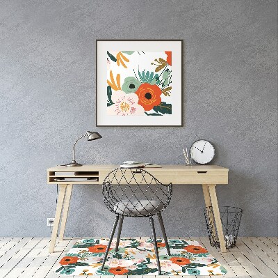 Tapete para cadeira de escritório Flores coloridas
