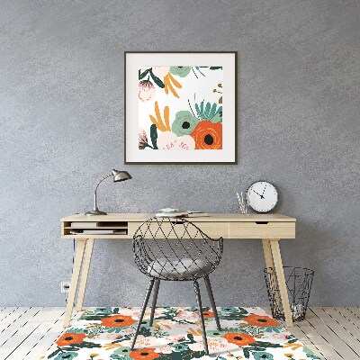Tapete para cadeira de escritório Flores coloridas