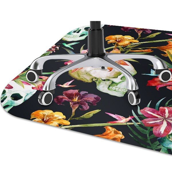 Tapete para cadeira de escritório Caveiras e flores