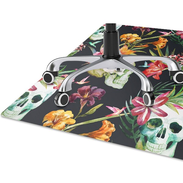 Tapete para cadeira de escritório Caveiras e flores