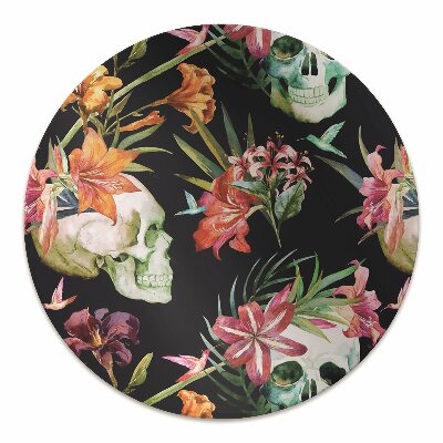 Tapete para cadeira de escritório Caveiras e flores