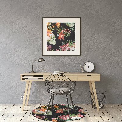 Tapete para cadeira de escritório Caveiras e flores