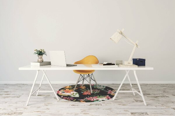 Tapete para cadeira de escritório Caveiras e flores