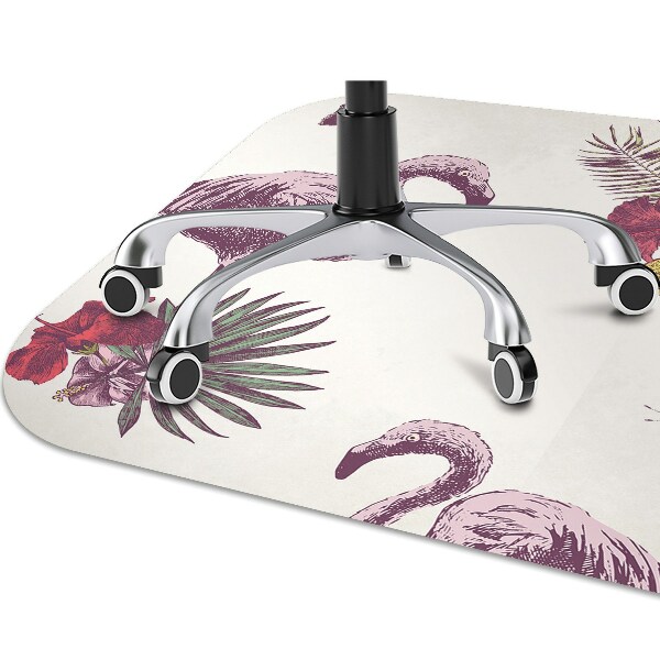 Tapete para cadeira de escritório Flamingos e Hibiscos