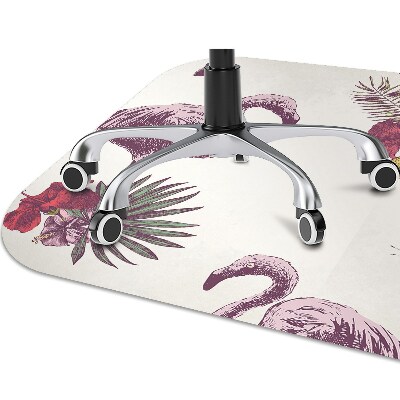 Tapete para cadeira de escritório Flamingos e Hibiscos