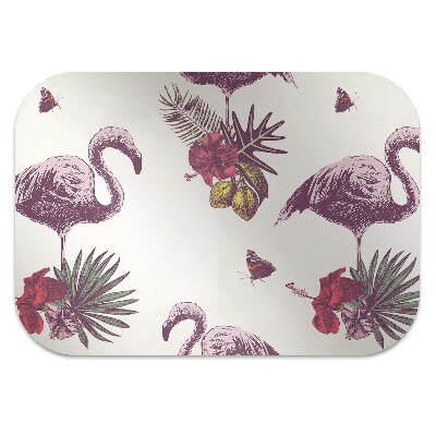 Tapete para cadeira de escritório Flamingos e Hibiscos
