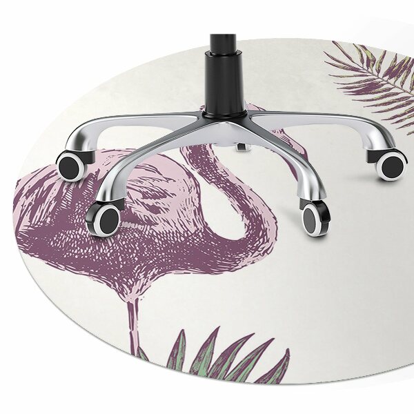 Tapete para cadeira de escritório Flamingos e Hibiscos