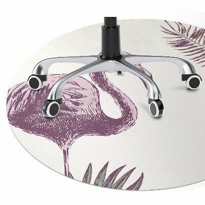 Tapete para cadeira de escritório Flamingos e Hibiscos