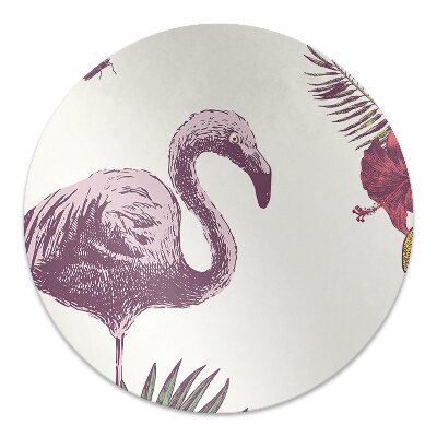 Tapete para cadeira de escritório Flamingos e Hibiscos