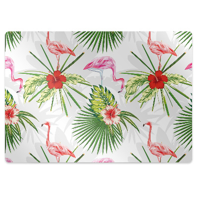 Tapete para cadeira de escritório Flamingos e flores