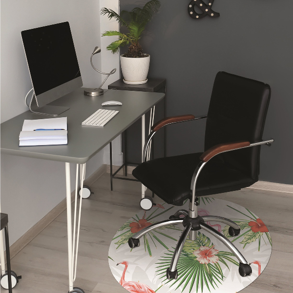 Tapete para cadeira de escritório Flamingos e flores