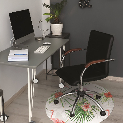 Tapete para cadeira de escritório Flamingos e flores
