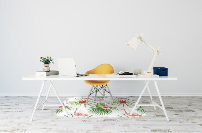 Tapete para cadeira de escritório Flamingos e flores