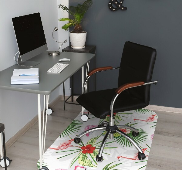 Tapete para cadeira de escritório Flamingos e flores