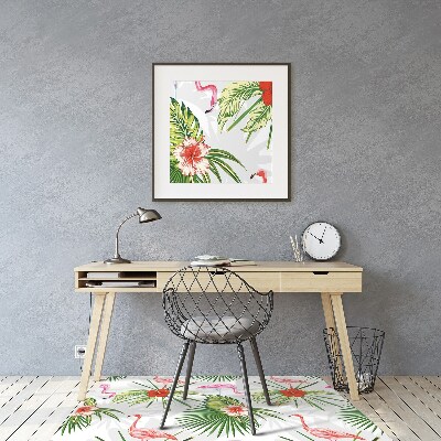 Tapete para cadeira de escritório Flamingos e flores