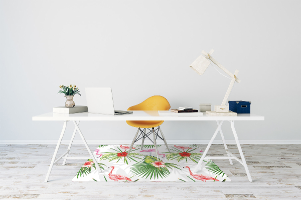 Tapete para cadeira de escritório Flamingos e flores