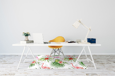 Tapete para cadeira de escritório Flamingos e flores