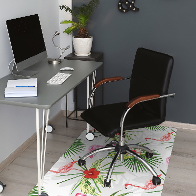 Tapete para cadeira de escritório Flamingos e flores