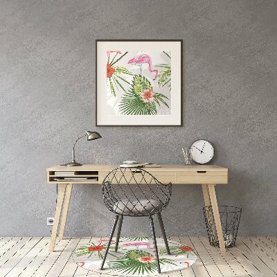 Tapete para cadeira de escritório Flamingos e flores