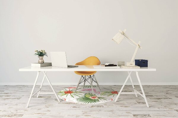 Tapete para cadeira de escritório Flamingos e flores