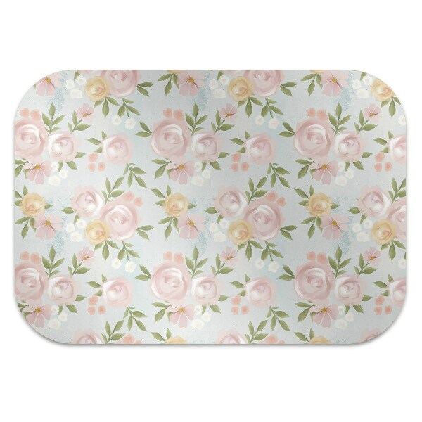 Tapete para cadeira de escritório Flores em aquarela