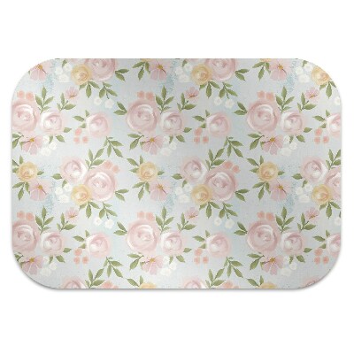 Tapete para cadeira de escritório Flores em aquarela