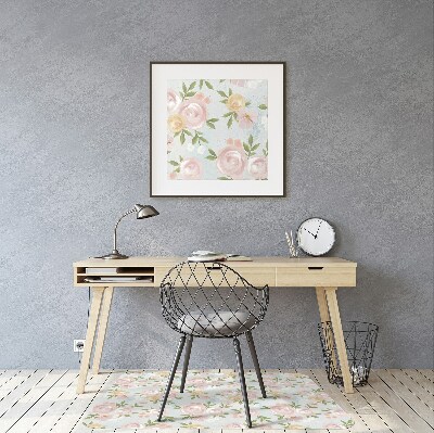 Tapete para cadeira de escritório Flores em aquarela