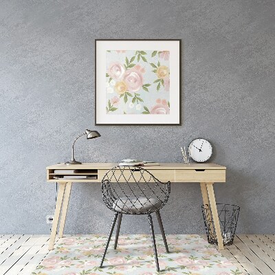 Tapete para cadeira de escritório Flores em aquarela