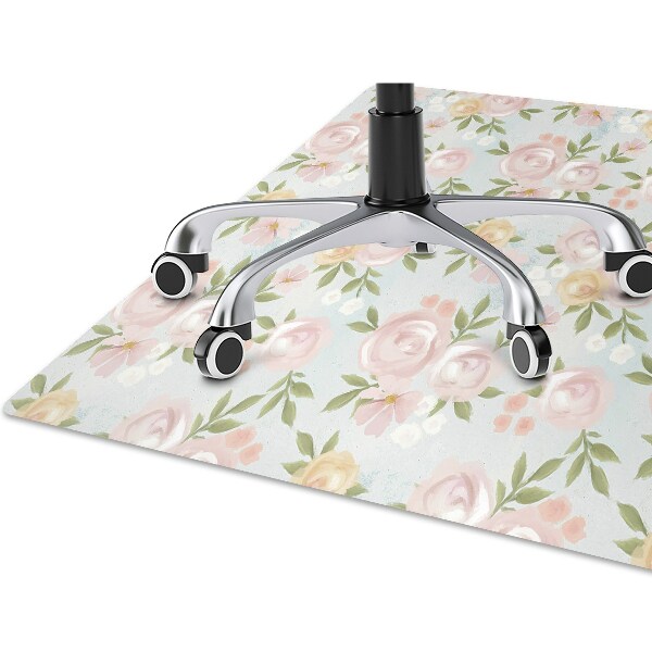 Tapete para cadeira de escritório Flores em aquarela