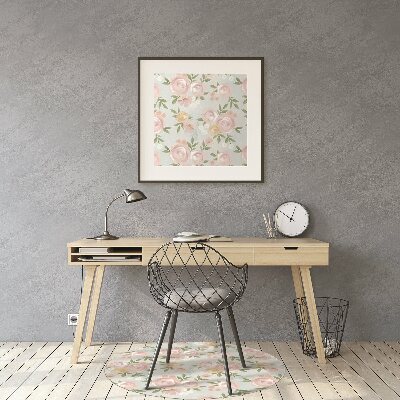 Tapete para cadeira de escritório Flores em aquarela