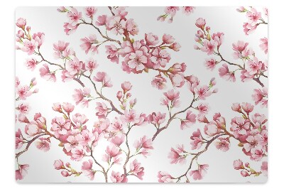 Tapete para cadeira de escritório flores cor de rosa