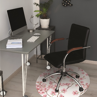 Tapete para cadeira de escritório flores cor de rosa