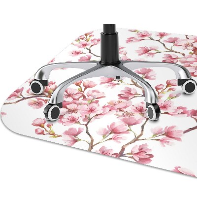 Tapete para cadeira de escritório flores cor de rosa