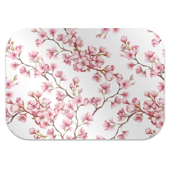 Tapete para cadeira de escritório flores cor de rosa