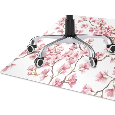 Tapete para cadeira de escritório flores cor de rosa
